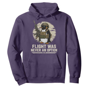 Funny Penguin Flight Was Never An Option Hoodie Tactical Penguin Gun Lover TS11 Purple Print Your Wear
