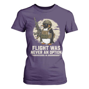 Funny Penguin Flight Was Never An Option T Shirt For Women Tactical Penguin Gun Lover TS11 Purple Print Your Wear
