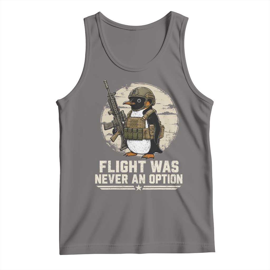 Funny Penguin Flight Was Never An Option Tank Top Tactical Penguin Gun Lover TS11 Deep Heather Print Your Wear