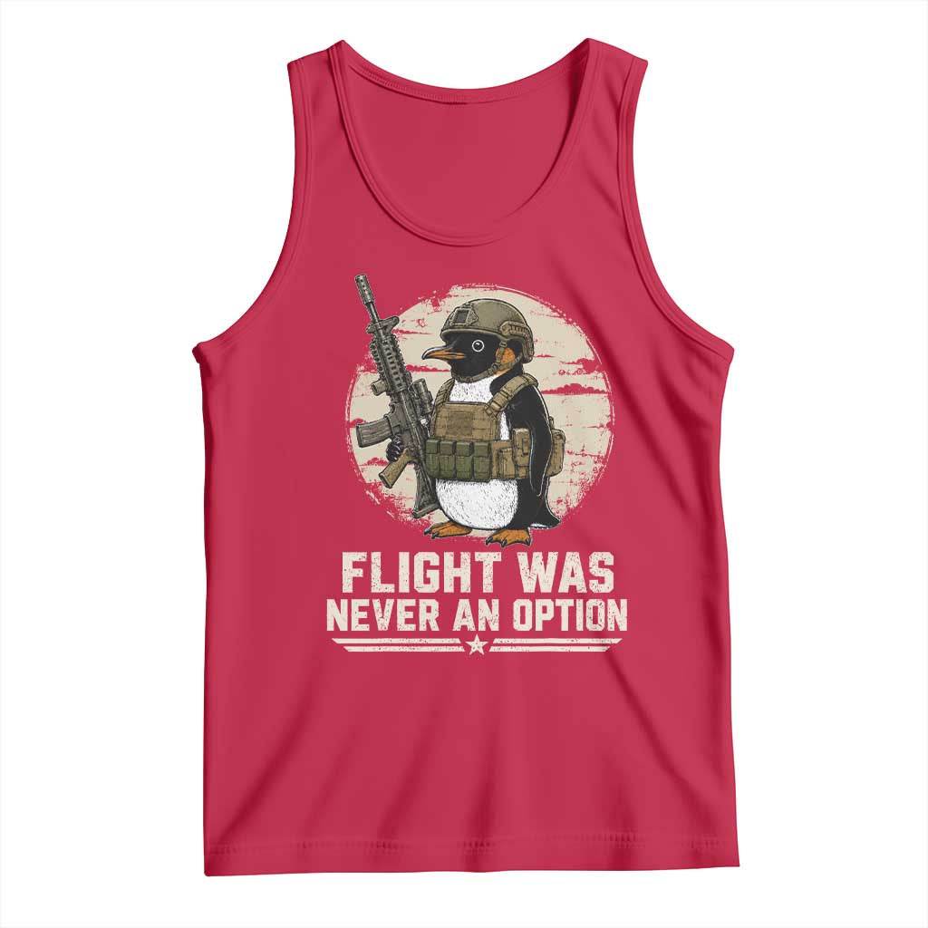 Funny Penguin Flight Was Never An Option Tank Top Tactical Penguin Gun Lover TS11 Red Print Your Wear