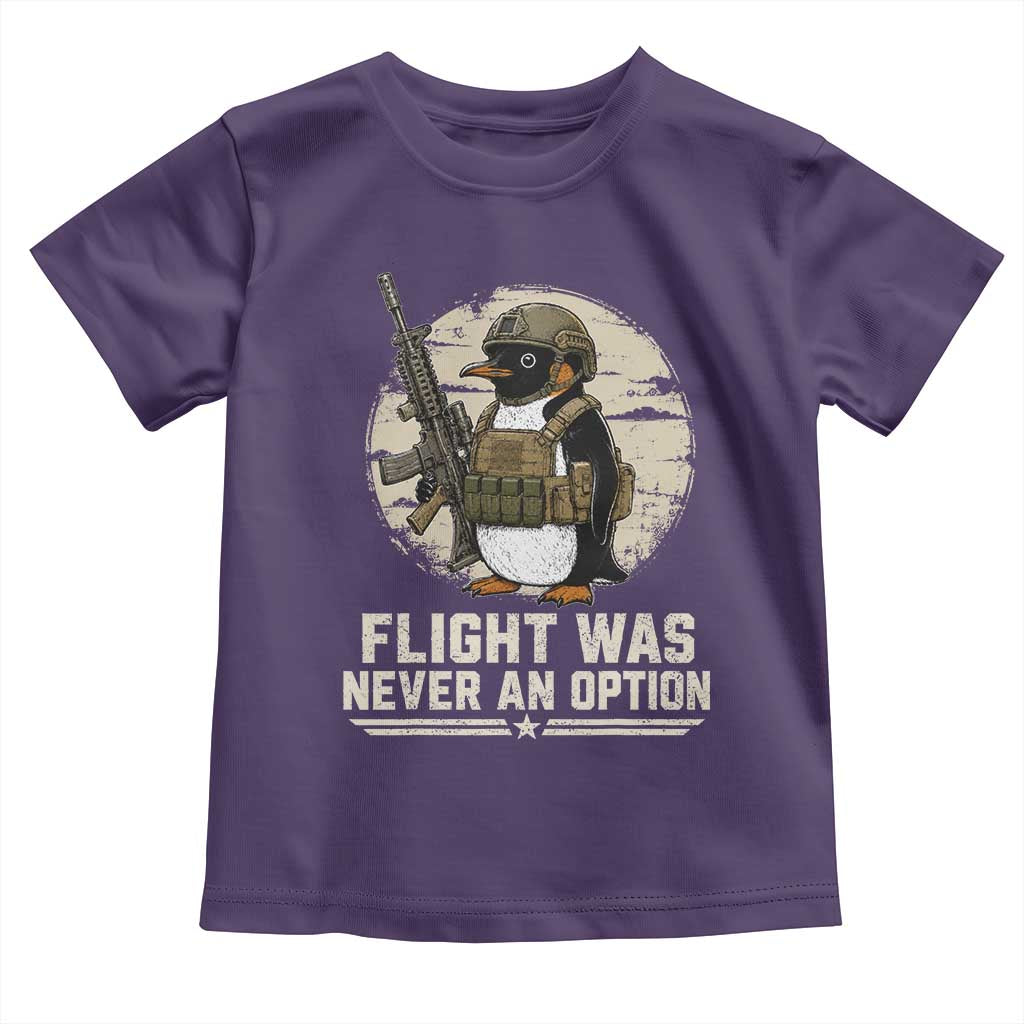 Funny Penguin Flight Was Never An Option Toddler T Shirt Tactical Penguin Gun Lover TS11 Purple Print Your Wear