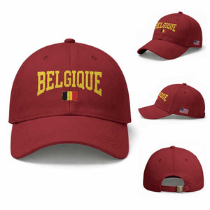 Belgium Belgique Throwback Design Vintage Belgian Flag Jersey Style Baseball Cap TS11 Baseball Cap Universal Fit Cherry Red Print Your Wear