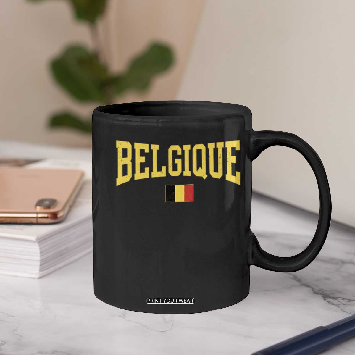 Belgium Belgique Throwback Design Vintage Belgian Flag Jersey Style Coffee Mug TS11 Print Your Wear