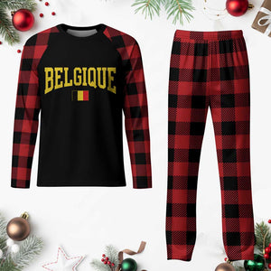 Belgium Belgique Throwback Design Vintage Belgian Flag Jersey Style Plaid Pajama Set TS11 Buffalo Plaid Print Your Wear