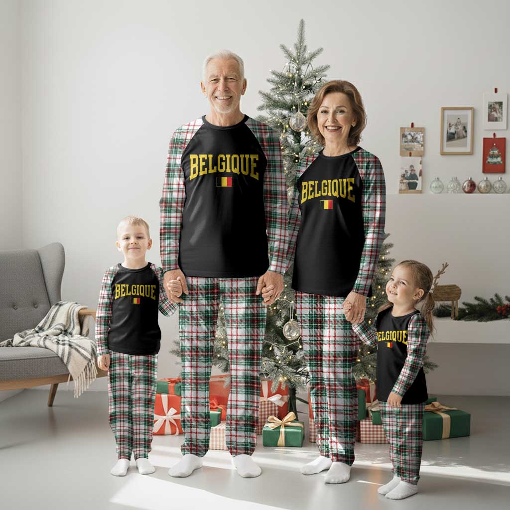 Belgium Belgique Throwback Design Vintage Belgian Flag Jersey Style Plaid Pajama Set TS11 Print Your Wear