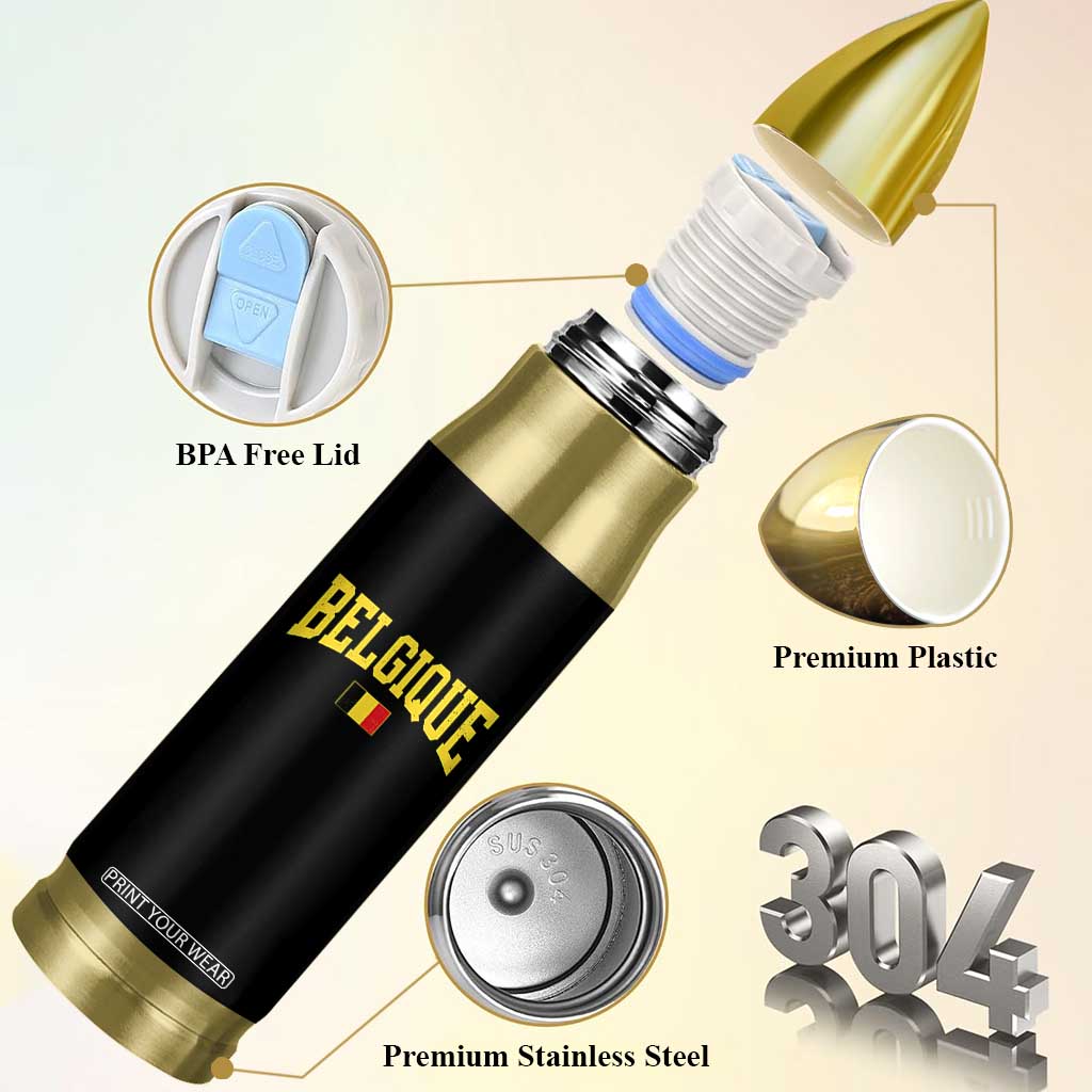 Belgium Belgique Throwback Design Vintage Belgian Flag Jersey Style Bullet Tumbler TS11 Print Your Wear