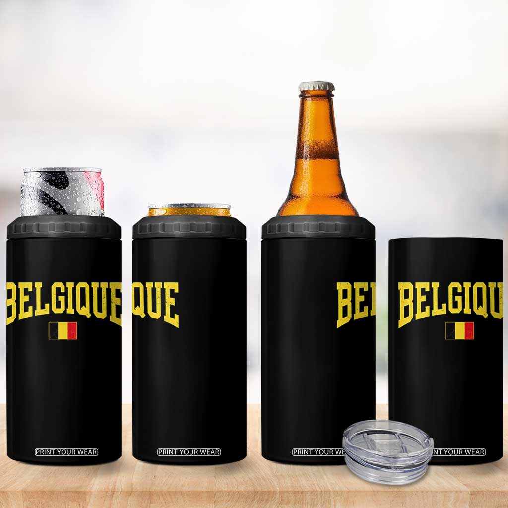 Belgium Belgique Throwback Design Vintage Belgian Flag Jersey Style 4 in 1 Can Cooler Tumbler TS11 Print Your Wear