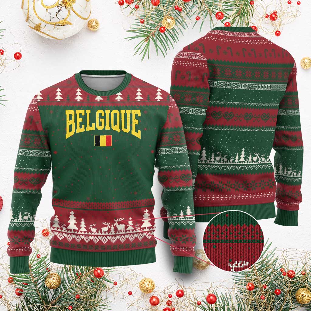 Belgium Belgique Throwback Design Vintage Belgian Flag Jersey Style Ugly Christmas Sweater TS11 Print Your Wear