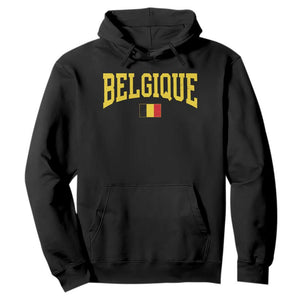 Belgium Belgique Throwback Design Vintage Belgian Flag Jersey Style Hoodie TS11 Black Print Your Wear
