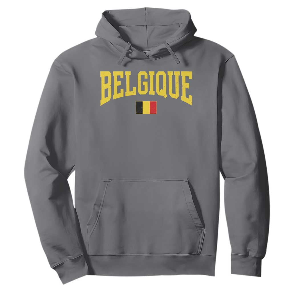 Belgium Belgique Throwback Design Vintage Belgian Flag Jersey Style Hoodie TS11 Charcoal Print Your Wear