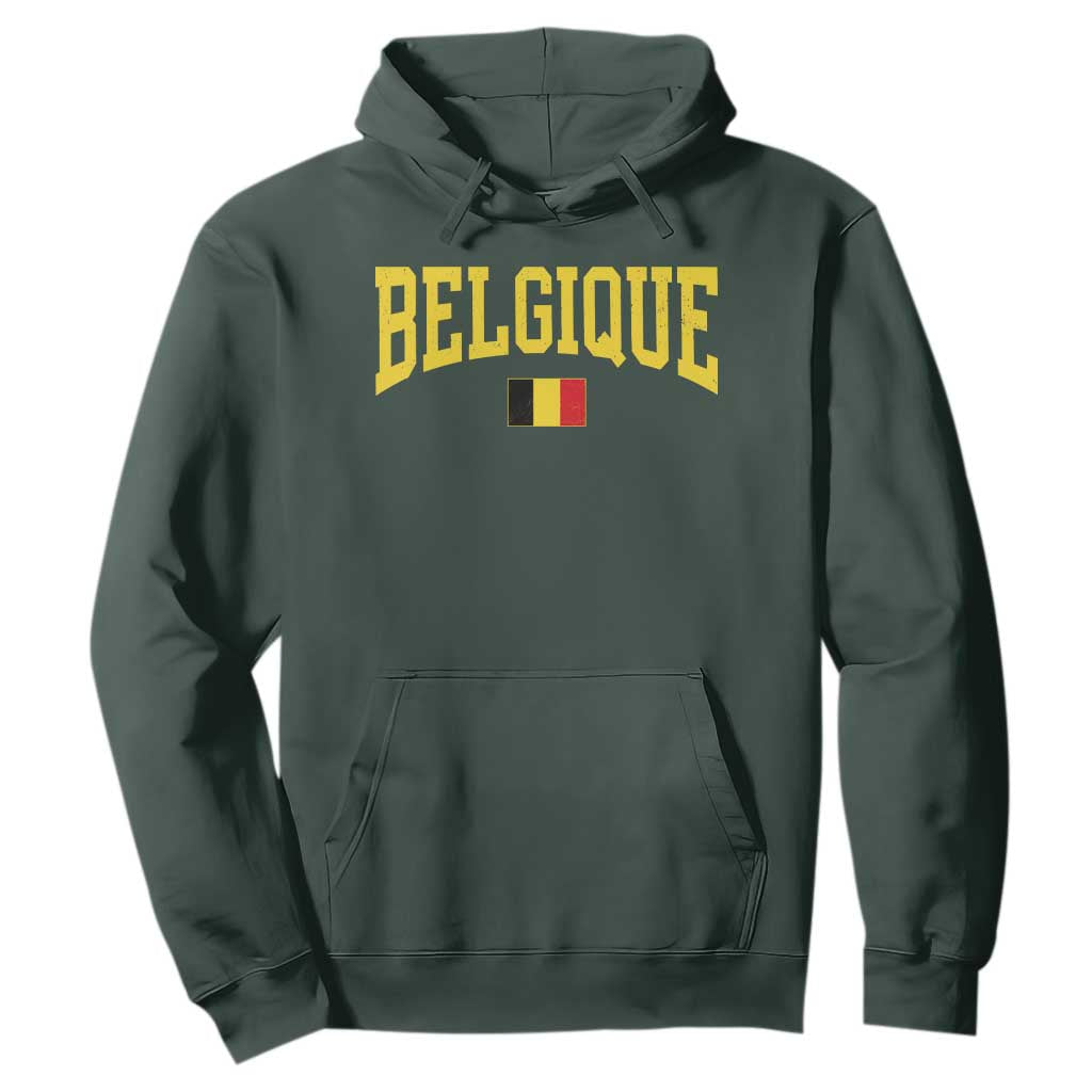 Belgium Belgique Throwback Design Vintage Belgian Flag Jersey Style Hoodie TS11 Dark Forest Green Print Your Wear