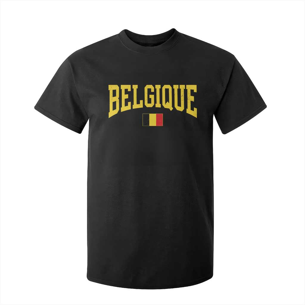 Belgium Belgique Throwback Design Vintage Belgian Flag Jersey Style T Shirt For Kid TS11 Black Print Your Wear