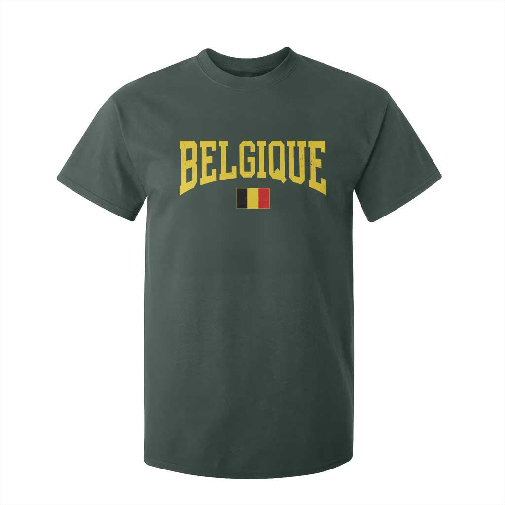 Belgium Belgique Throwback Design Vintage Belgian Flag Jersey Style T Shirt For Kid TS11 Dark Forest Green Print Your Wear