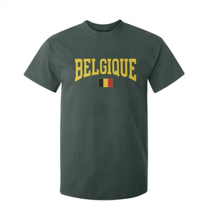 Belgium Belgique Throwback Design Vintage Belgian Flag Jersey Style T Shirt For Kid TS11 Dark Forest Green Print Your Wear