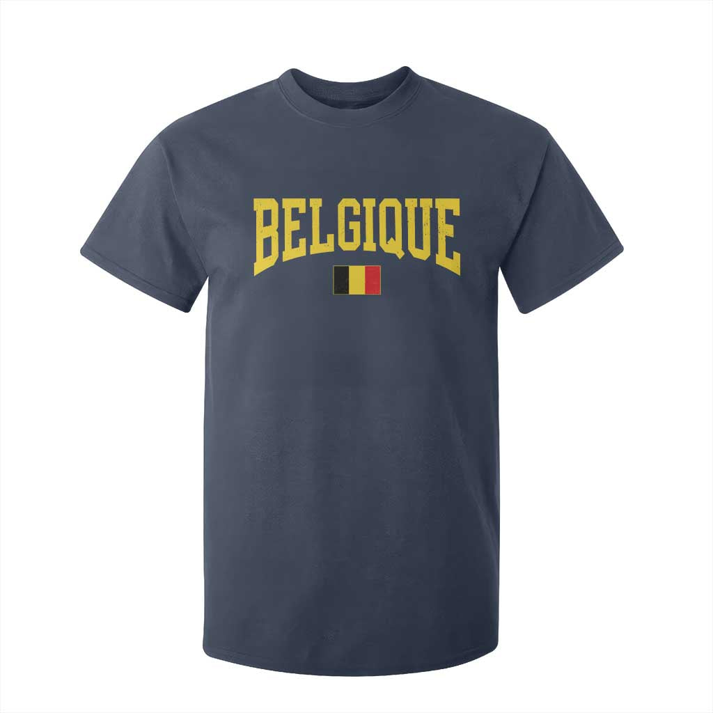 Belgium Belgique Throwback Design Vintage Belgian Flag Jersey Style T Shirt For Kid TS11 Navy Print Your Wear