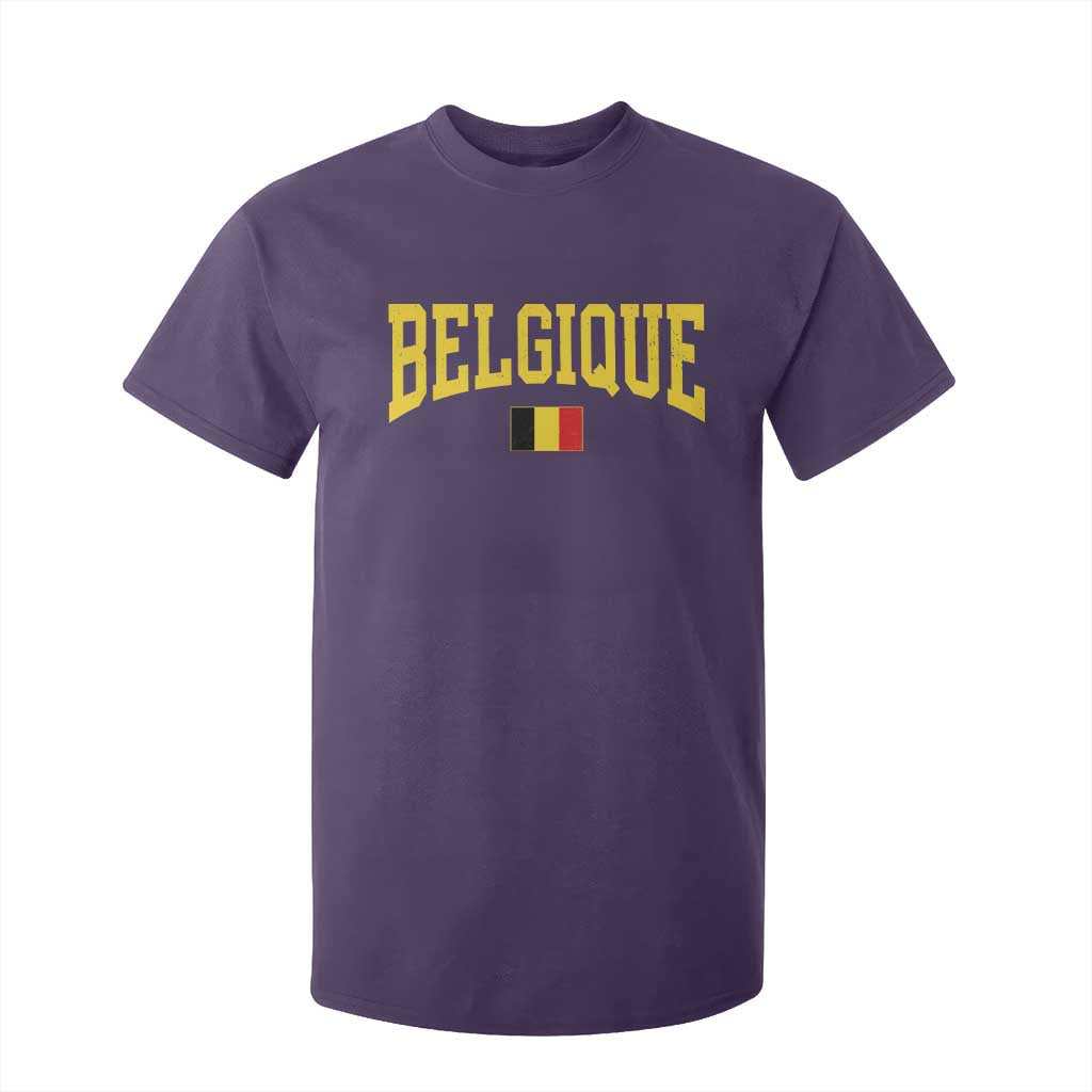 Belgium Belgique Throwback Design Vintage Belgian Flag Jersey Style T Shirt For Kid TS11 Purple Print Your Wear