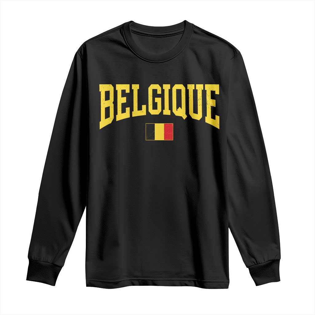Belgium Belgique Throwback Design Vintage Belgian Flag Jersey Style Long Sleeve Shirt TS11 Black Print Your Wear