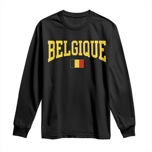 Belgium Belgique Throwback Design Vintage Belgian Flag Jersey Style Long Sleeve Shirt TS11 Black Print Your Wear