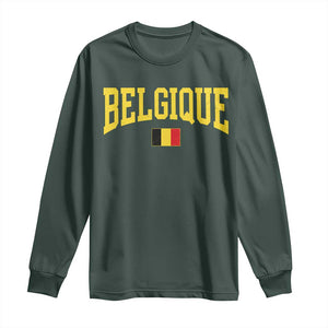 Belgium Belgique Throwback Design Vintage Belgian Flag Jersey Style Long Sleeve Shirt TS11 Dark Forest Green Print Your Wear