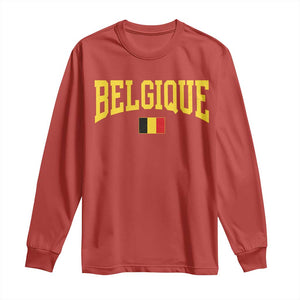 Belgium Belgique Throwback Design Vintage Belgian Flag Jersey Style Long Sleeve Shirt TS11 Red Print Your Wear