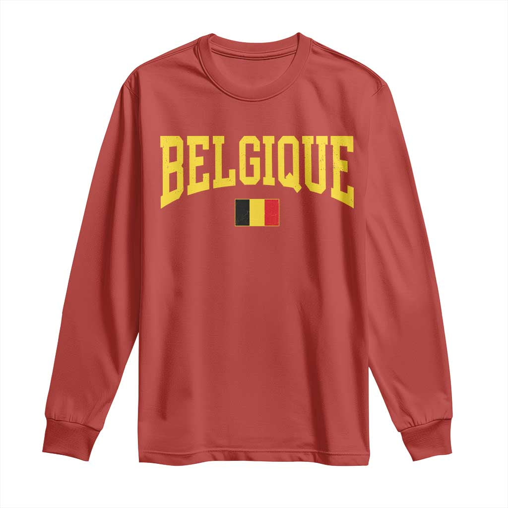 Belgium Belgique Throwback Design Vintage Belgian Flag Jersey Style Long Sleeve Shirt TS11 Red Print Your Wear