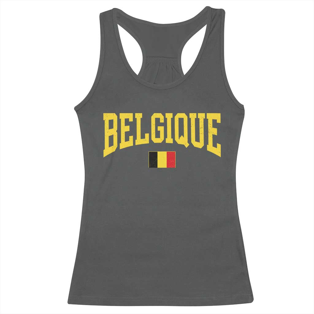 Belgium Belgique Throwback Design Vintage Belgian Flag Jersey Style Racerback Tank Top TS11 Dark Heather Print Your Wear