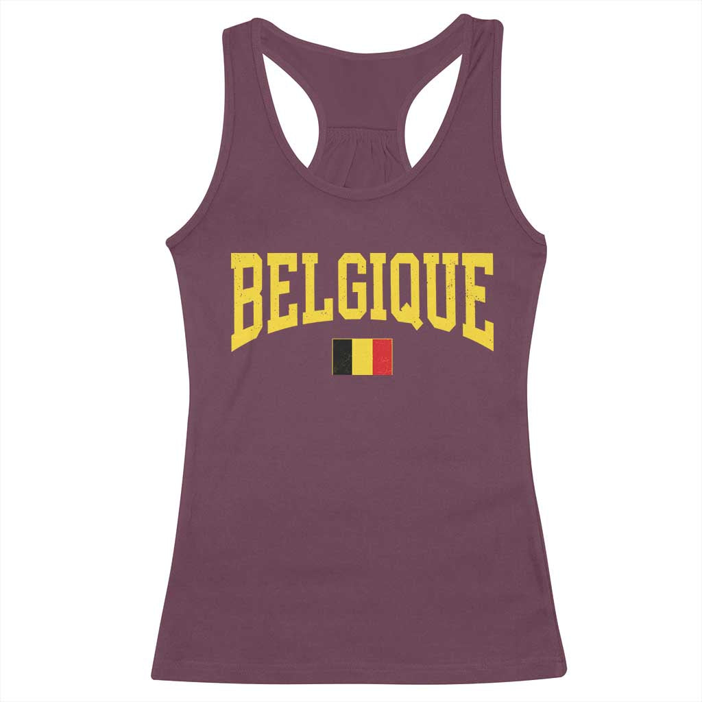 Belgium Belgique Throwback Design Vintage Belgian Flag Jersey Style Racerback Tank Top TS11 Maroon Print Your Wear