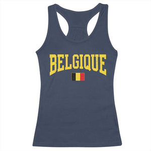 Belgium Belgique Throwback Design Vintage Belgian Flag Jersey Style Racerback Tank Top TS11 Navy Print Your Wear