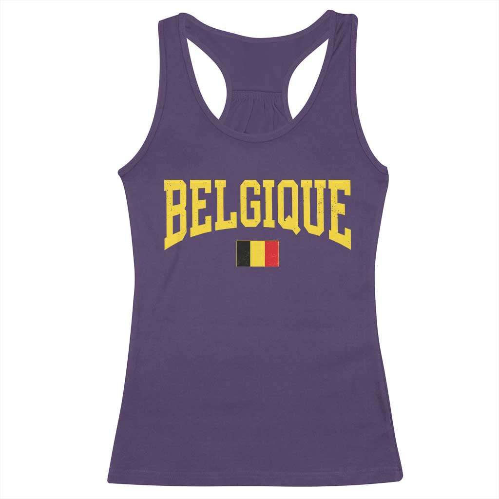 Belgium Belgique Throwback Design Vintage Belgian Flag Jersey Style Racerback Tank Top TS11 Purple Print Your Wear