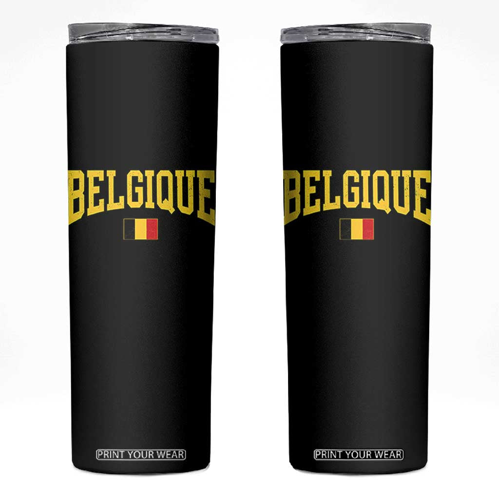 Belgium Belgique Throwback Design Vintage Belgian Flag Jersey Style Skinny Tumbler TS11 Black Print Your Wear