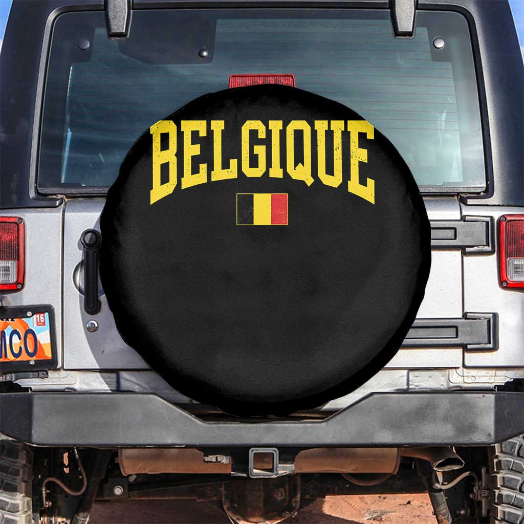 Belgium Belgique Throwback Design Vintage Belgian Flag Jersey Style Spare Tire Cover TS11 No hole Black Print Your Wear