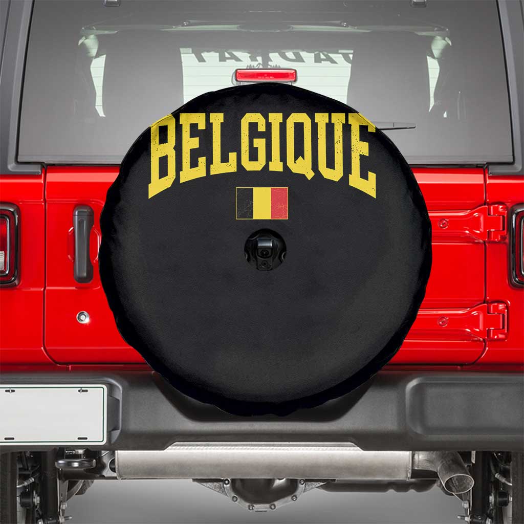Belgium Belgique Throwback Design Vintage Belgian Flag Jersey Style Spare Tire Cover TS11 Black Print Your Wear