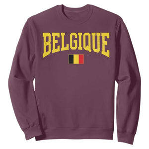 Belgium Belgique Throwback Design Vintage Belgian Flag Jersey Style Sweatshirt TS11 S Maroon Print Your Wear