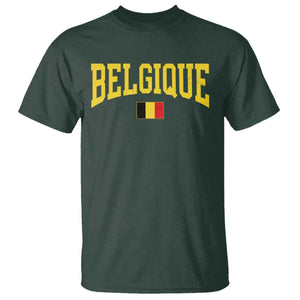 Belgium Belgique Throwback Design Vintage Belgian Flag Jersey Style T Shirt TS11 Dark Forest Green Print Your Wear