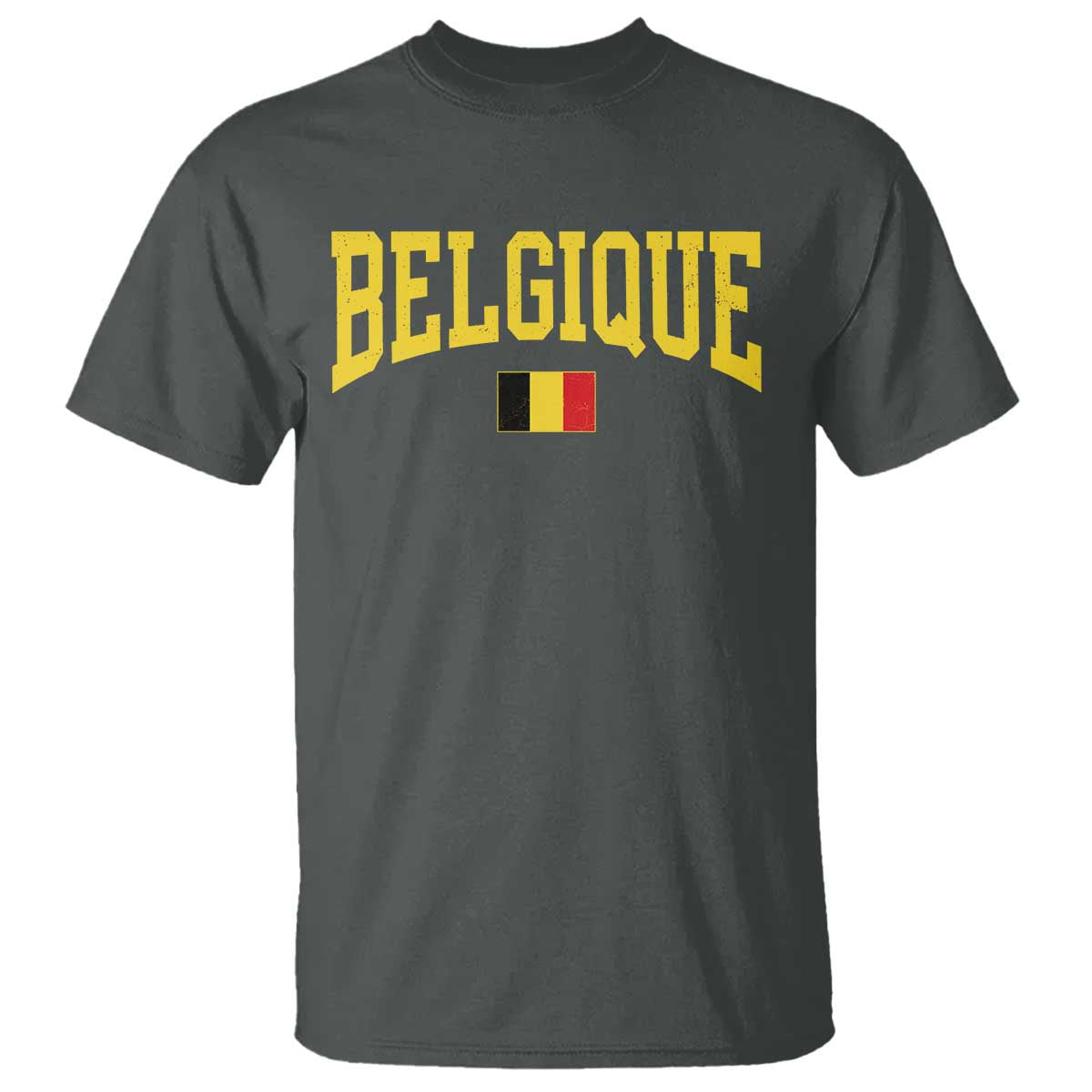 Belgium Belgique Throwback Design Vintage Belgian Flag Jersey Style T Shirt TS11 Dark Heather Print Your Wear