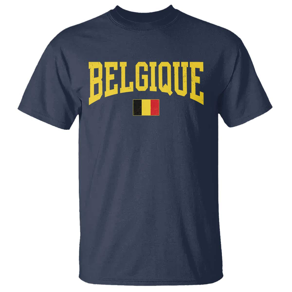 Belgium Belgique Throwback Design Vintage Belgian Flag Jersey Style T Shirt TS11 Navy Print Your Wear