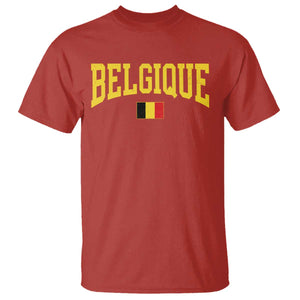 Belgium Belgique Throwback Design Vintage Belgian Flag Jersey Style T Shirt TS11 Red Print Your Wear