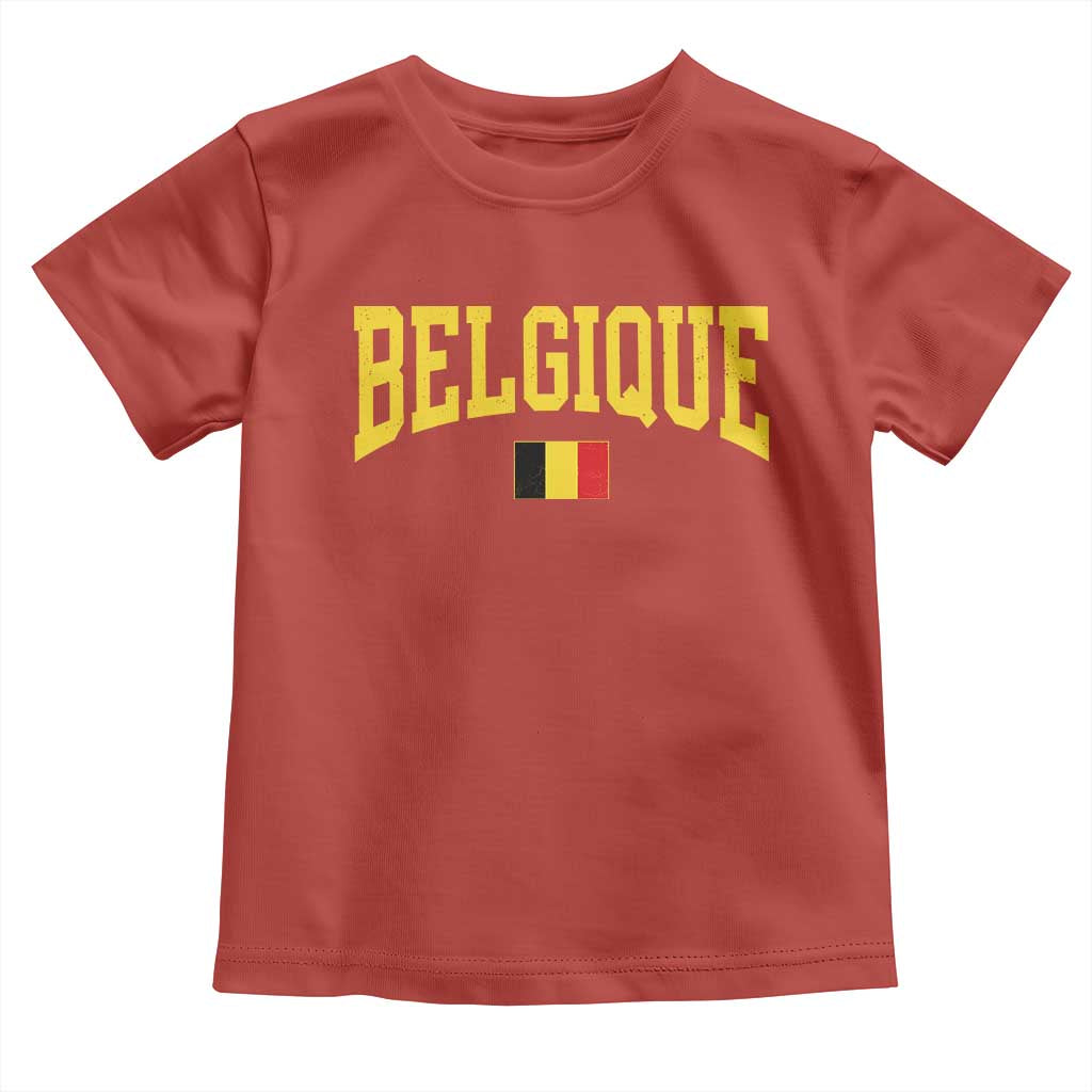 Belgium Belgique Throwback Design Vintage Belgian Flag Jersey Style Toddler T Shirt TS11 Red Print Your Wear