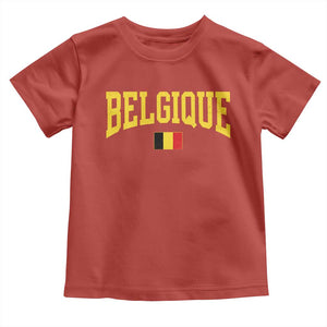 Belgium Belgique Throwback Design Vintage Belgian Flag Jersey Style Toddler T Shirt TS11 Red Print Your Wear