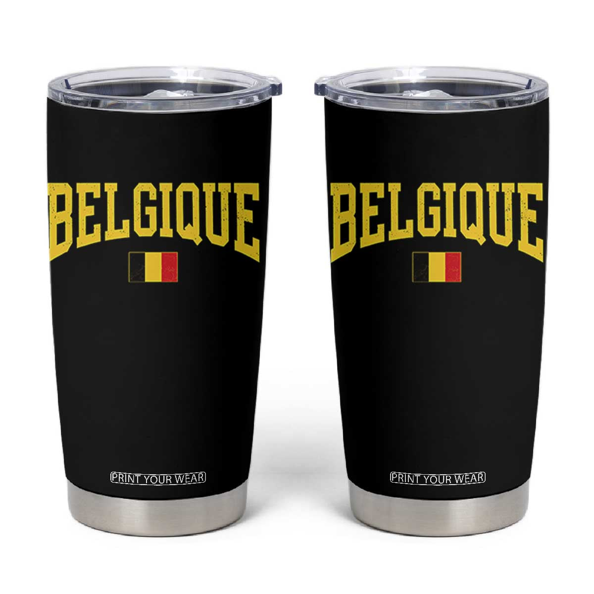Belgium Belgique Throwback Design Vintage Belgian Flag Jersey Style Tumbler Cup TS11 Black Print Your Wear