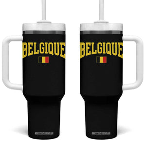 Belgium Belgique Throwback Design Vintage Belgian Flag Jersey Style Tumbler With Handle TS11 One Size: 40 oz Black Print Your Wear