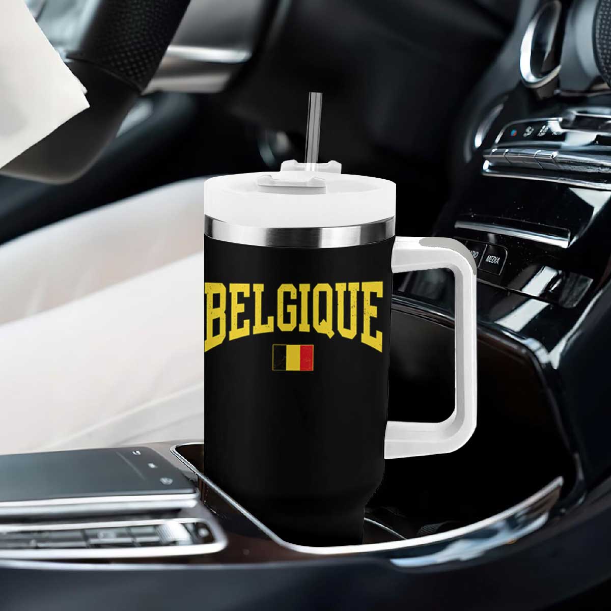 Belgium Belgique Throwback Design Vintage Belgian Flag Jersey Style Tumbler With Handle TS11 Print Your Wear