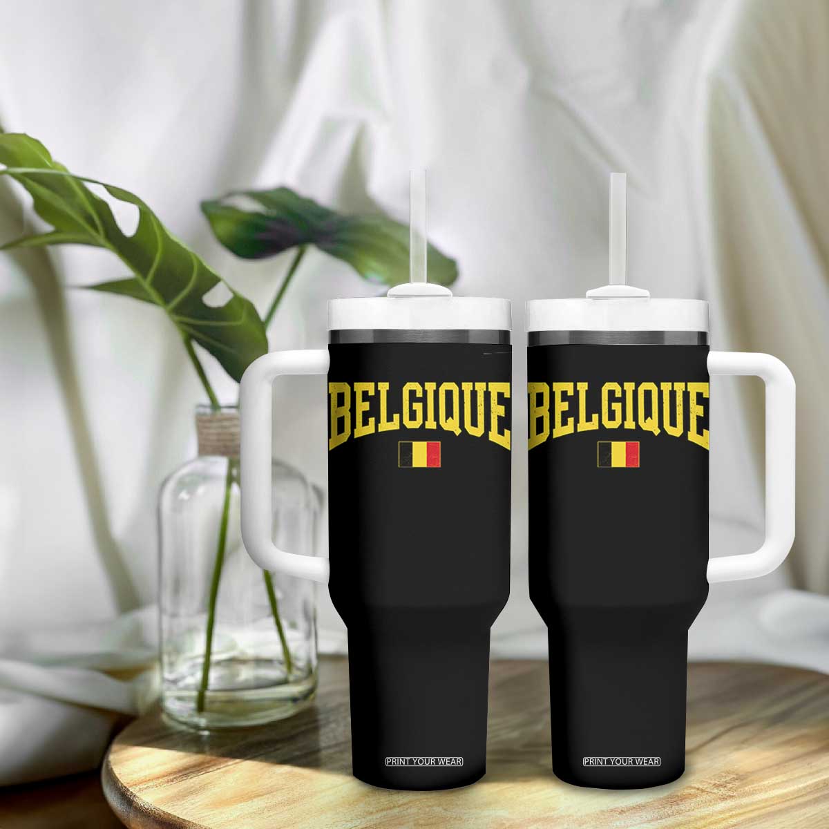 Belgium Belgique Throwback Design Vintage Belgian Flag Jersey Style Tumbler With Handle TS11 Print Your Wear