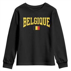 Belgium Belgique Throwback Design Vintage Belgian Flag Jersey Style Youth Sweatshirt TS11 Black Print Your Wear