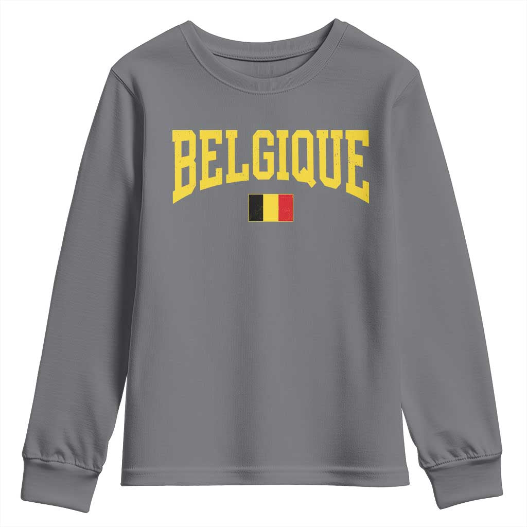 Belgium Belgique Throwback Design Vintage Belgian Flag Jersey Style Youth Sweatshirt TS11 Charcoal Print Your Wear