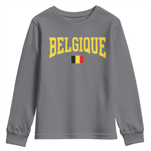 Belgium Belgique Throwback Design Vintage Belgian Flag Jersey Style Youth Sweatshirt TS11 Charcoal Print Your Wear