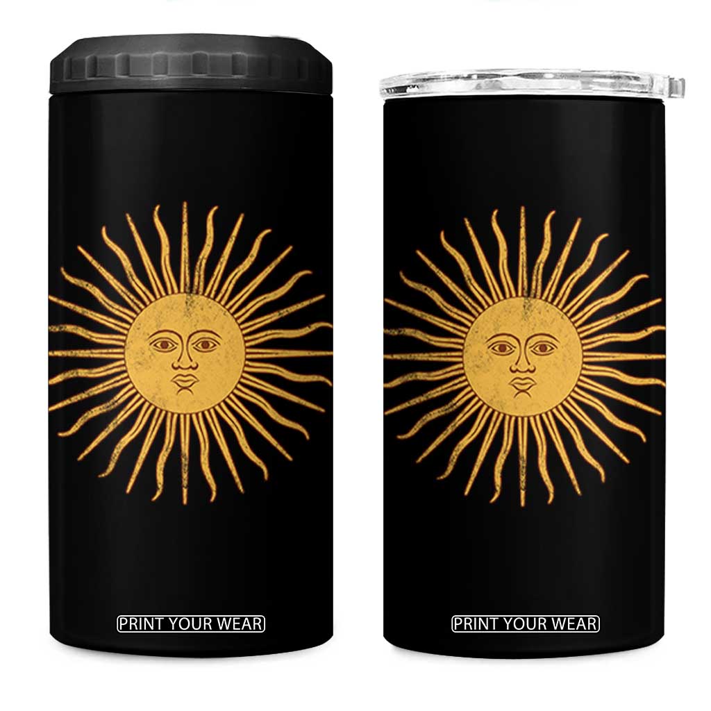 Argentina Sol De Mayo Vintage Argentinian Sun Throwback Design 4 in 1 Can Cooler Tumbler TS11 One Size: 16 oz Black Print Your Wear