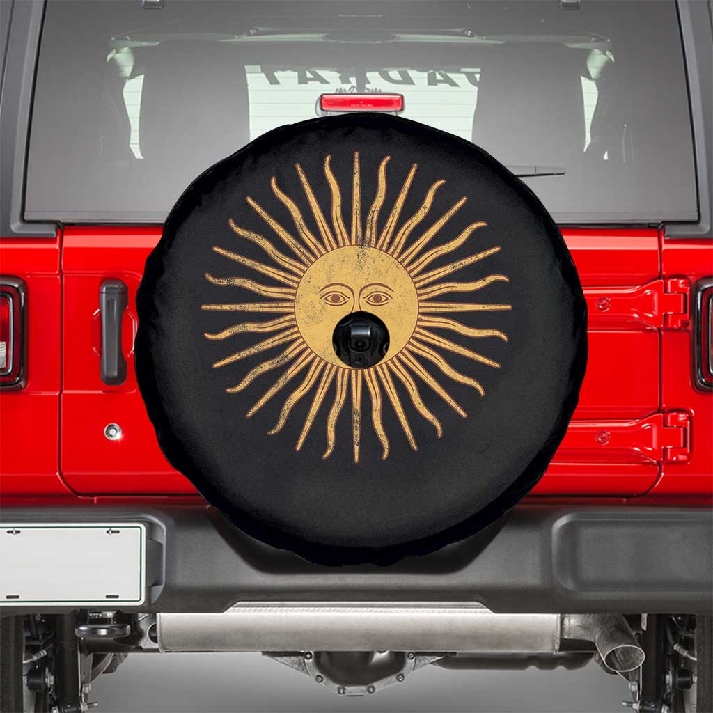Argentina Sol De Mayo Vintage Argentinian Sun Throwback Design Spare Tire Cover TS11 Black Print Your Wear