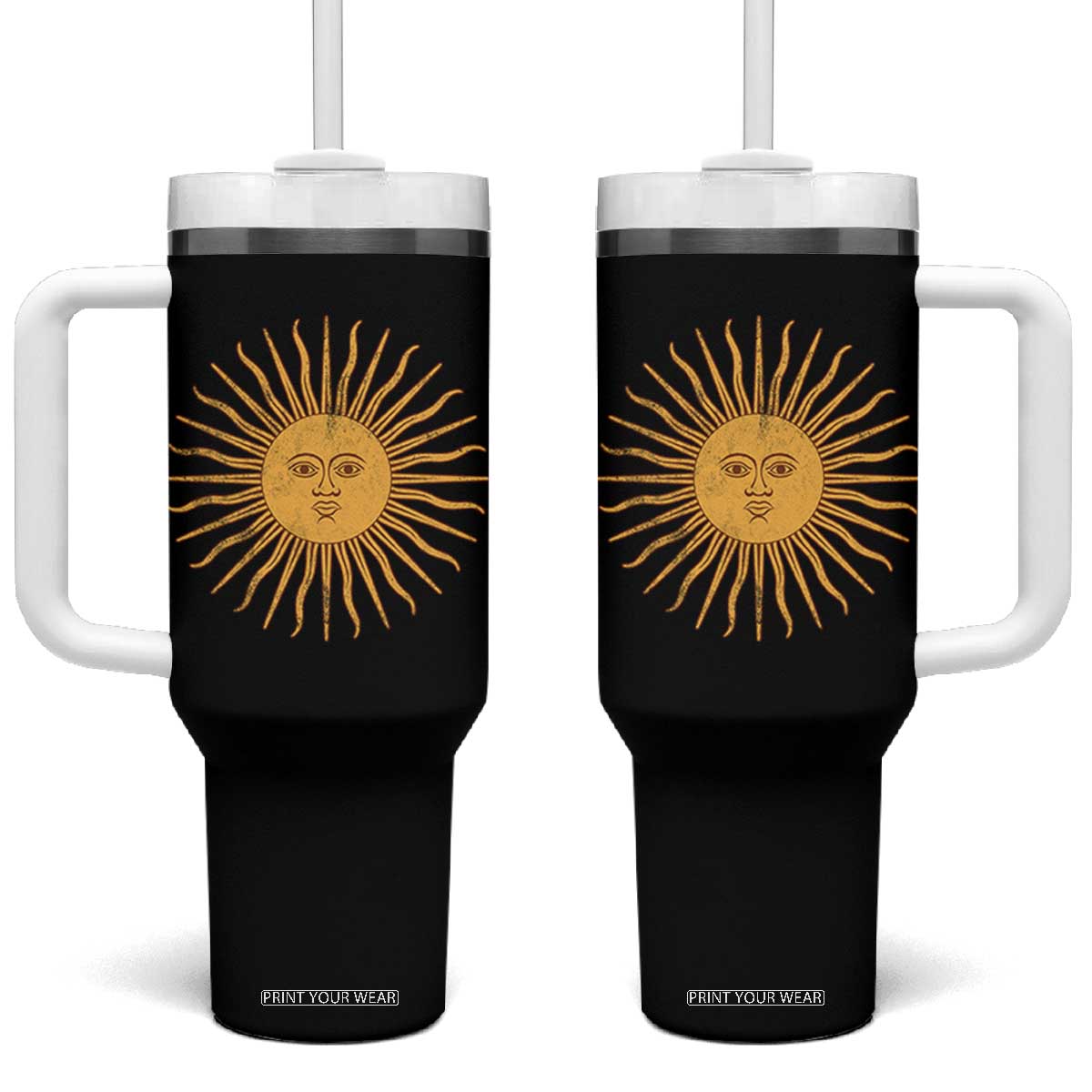 Argentina Sol De Mayo Vintage Argentinian Sun Throwback Design Tumbler With Handle TS11 One Size: 40 oz Black Print Your Wear