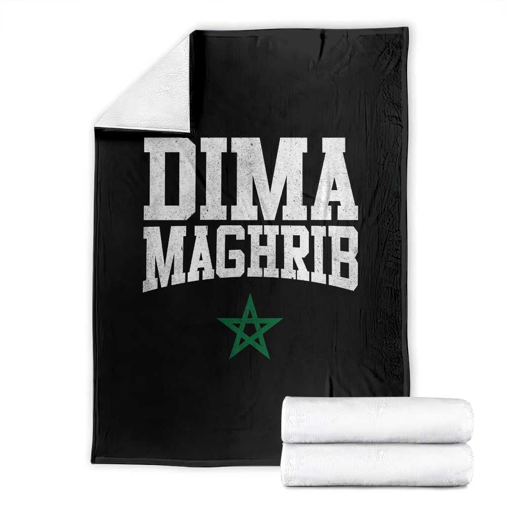Moroccan Dima Maghrib Flag of Morocco Vintage Green Star Patriotic Throw Blanket TS11 Black Print Your Wear